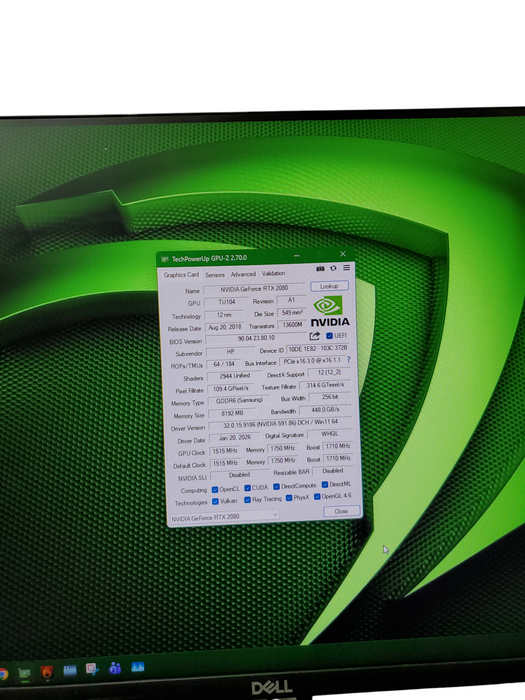HP NVIDIA GeForce RTX 2080 8GB GDDR6 Graphics Card | L45336-001