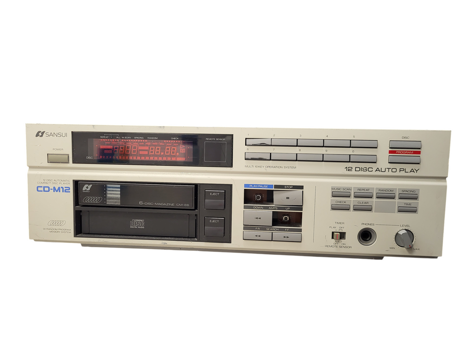 Vintage 1989 Sansui CD-M12 Compact Disc CD Player 12 Disc Changer READ