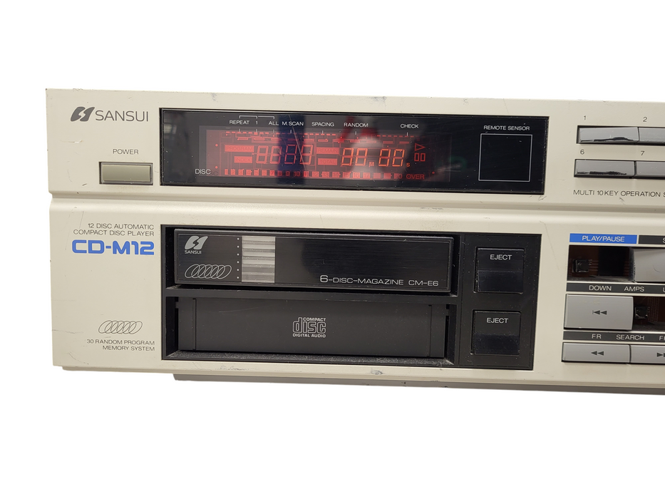 Vintage 1989 Sansui CD-M12 Compact Disc CD Player 12 Disc Changer READ