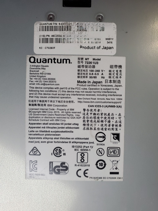 IBM 7226-1U3 Ultrium LTO-5 Tape drive Storage *READ*
