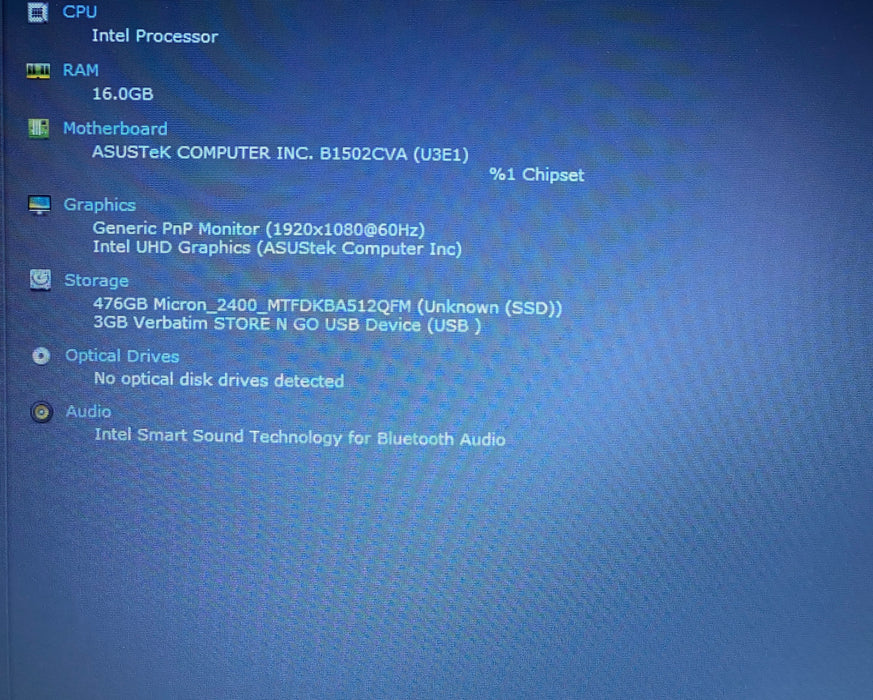 ASUS EXPERTBOOK B1502CVA Intel Core i7-1355U 16GB RAM 512GB SSD