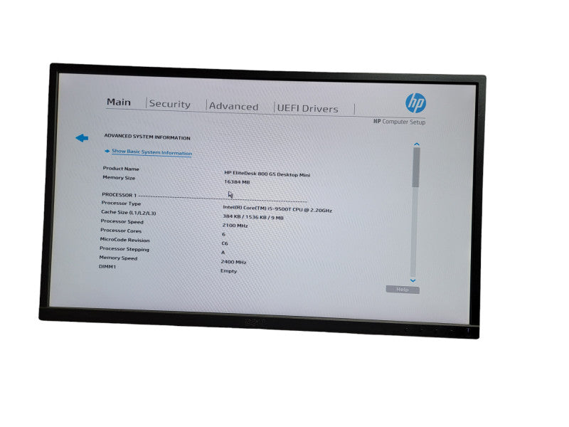 HP EliteDesk 800 G5 Desktop Mini i5 - 9500T CPU @  2.20GHz 16GB DDR4 Ram Î¸