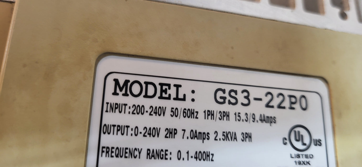 DURApulse GS3-22P0 2HP VFD AC Drive 230V 1/3 Phase Input 3 Phase Output