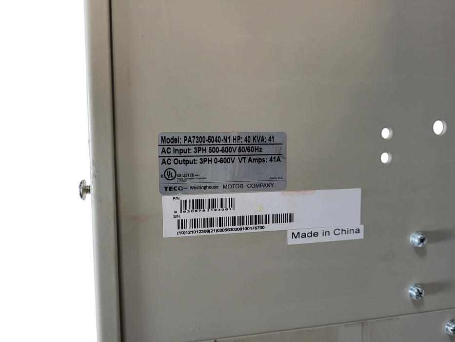 TECO-Westinghouse PA7300-5040-N1 40HP 575V Variable Frequency Drive READ