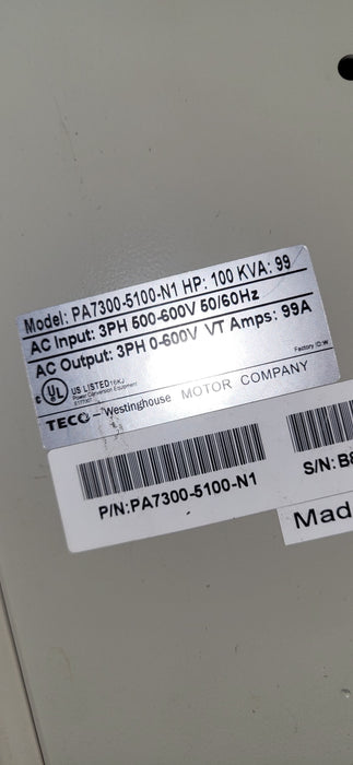 TECO-Westinghouse PA7300-5100-N1 99 kVA 100HP 3PH 600V VFD