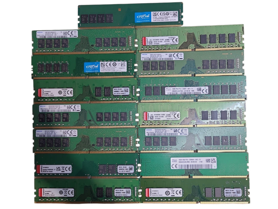 Lot of 25x, Assorted 16GB DDR4 Desktop RAM