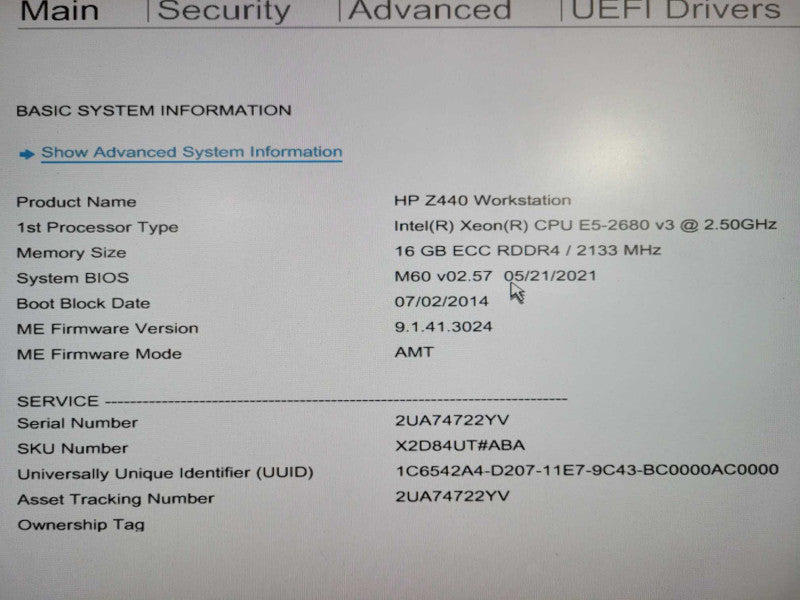 HP Z440 Workstation Intel Xeon E5-2680 v3 @ 2.50Ghz,16GB RAM QUADRO K2200 GPU !