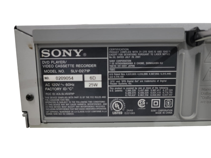 Sony SLV-D271P DVD player/VCR Combo W/ RCA Cables
