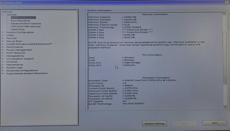 Dell OptiPlex 5070 SFF | i7-9700 @ 3.00GHz 8C, 16GB DDR4, 512GB NVMe