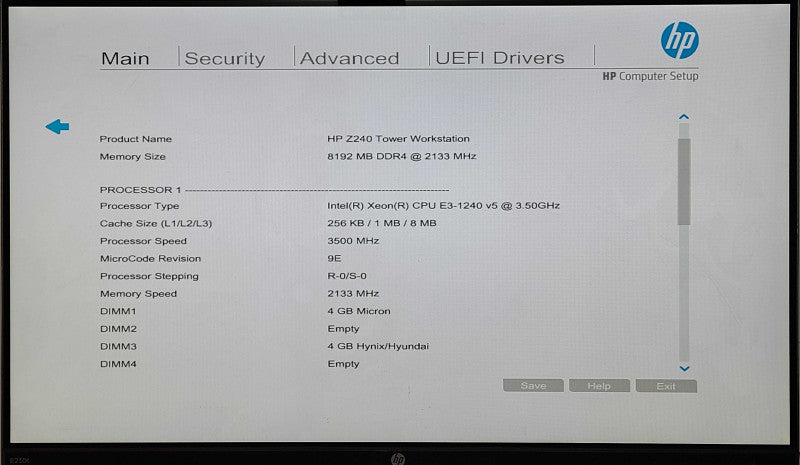HP Z240 Tower Workstation, Xeon E3-1240 v5 3.50GHz, 8GB DDR4, QUADRO K620