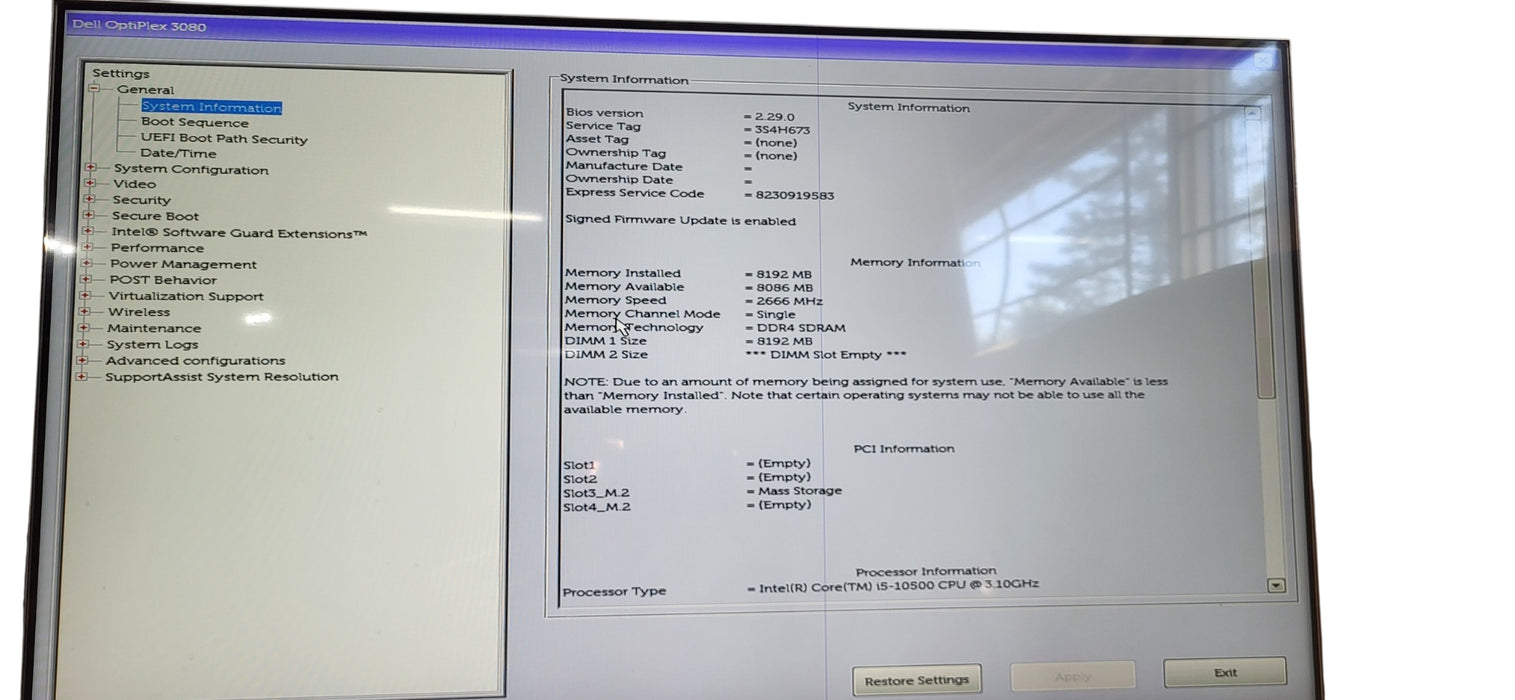 Dell OptiPlex 5080 SFF i5-10500 CPU | 8GB DDR4 | 256GB NVME