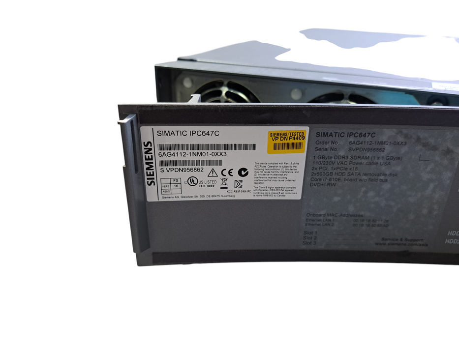 SIEMENS SIMATIC RACK PC 6AG4112-1NM01-0XX3 IPC647C INDUSTRIAL PC | No HDD *READ*