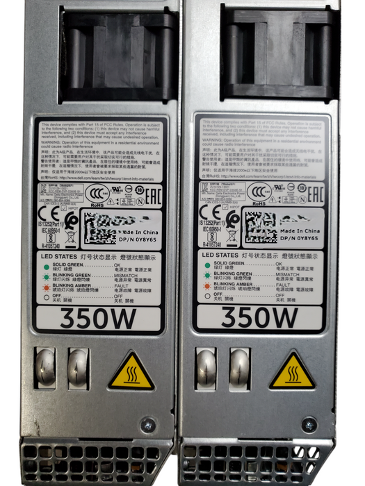 Lot 2x Dell PowerEdge 350W Server Power Supply - 0Y8Y65 | D350E-S1