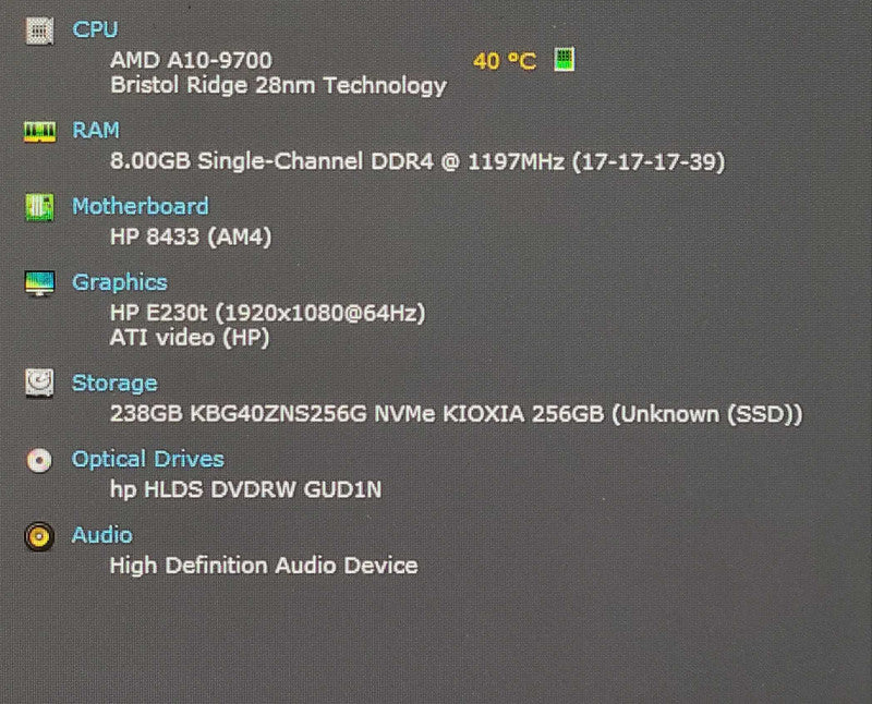 HP Pavilion 590-p0019 Desktop, AMD A10-9700, 8GB DDR4, 256GB NVMe