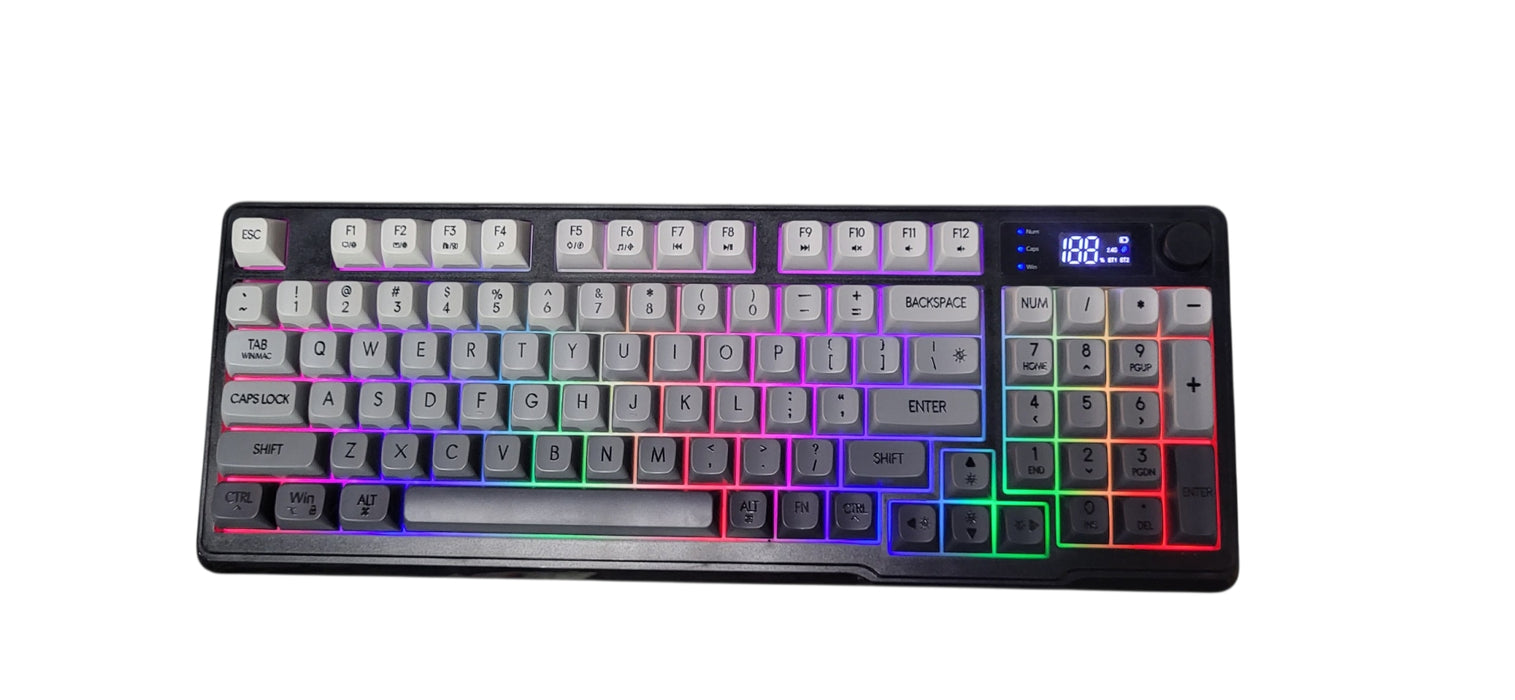 FreeWolf M96 Wireless Membrane Gaming Keyboard Gradient Keys W/ Knob & Backlit