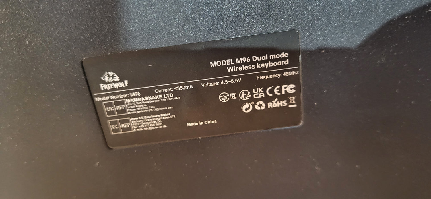 FreeWolf M96 Wireless Membrane Gaming Keyboard Gradient Keys W/ Knob & Backlit