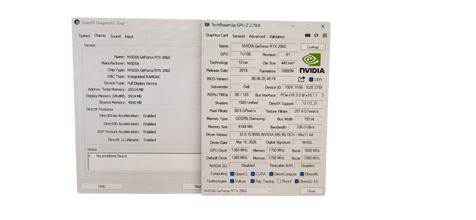 Dell NVIDIA GEFORCE RTX 2060 6GB GDDR6  Graphics Card
