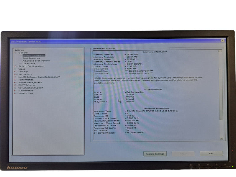 Dell Precision T3620 | Xeon E3-1240 v6 @ 3.70GHz 4C, 16GB DDR4, Quadro P600