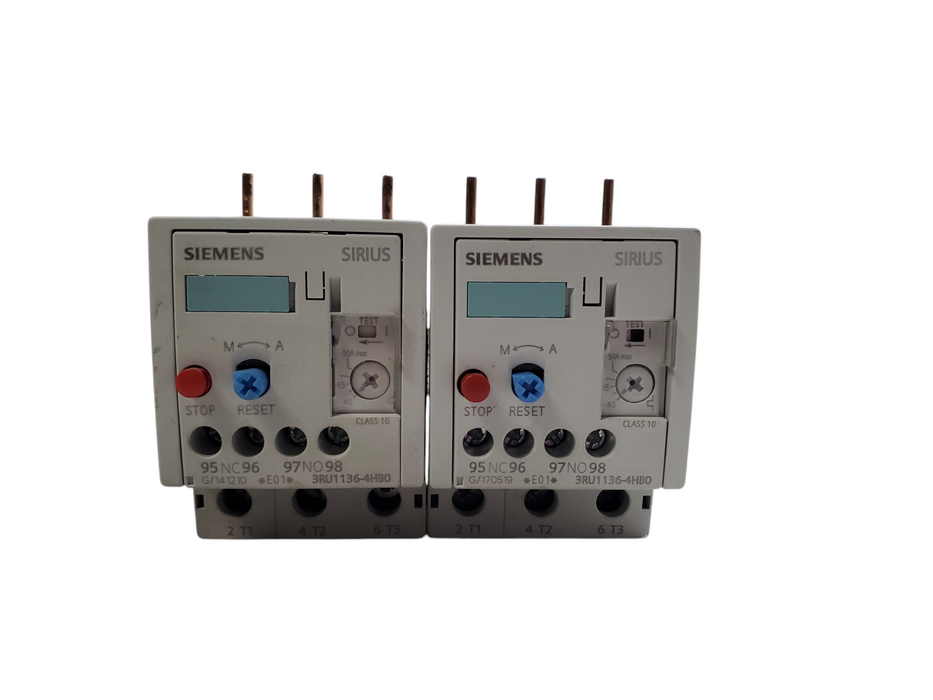 Lot 2x Siemens Sirius 3RU1136-4HB0 Thermal Overload Relay 40-50A *READ*