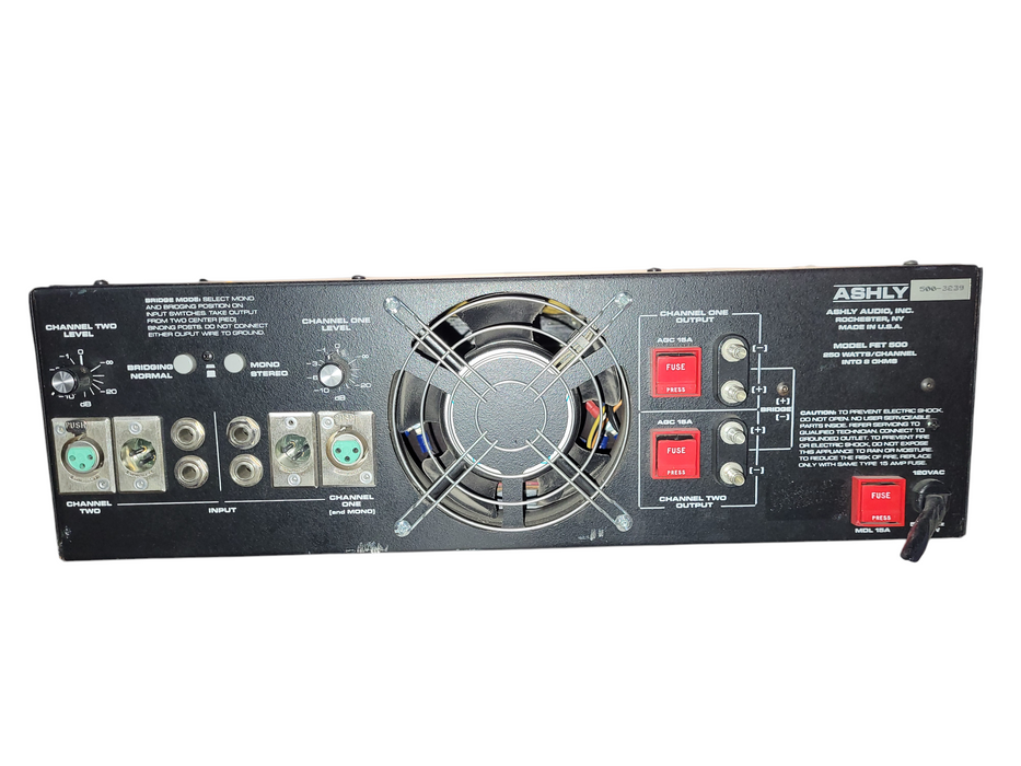 ASHLY FET-500 2-CH STEREO BRIDGABLE MOSFET POWER AMPLIFIER 250W/CH RACK MOUNT
