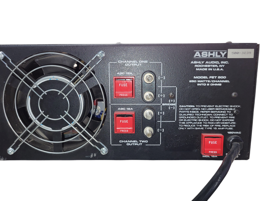 ASHLY FET-500 2-CH STEREO BRIDGABLE MOSFET POWER AMPLIFIER 250W/CH RACK MOUNT