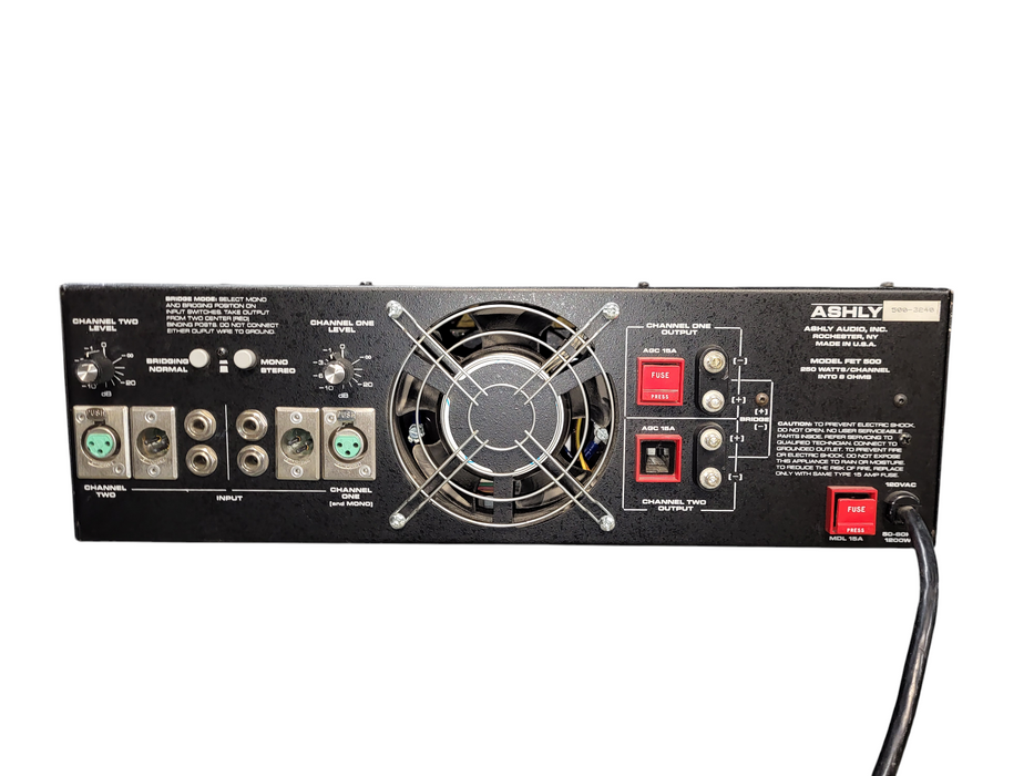ASHLY FET-500 2-CH STEREO BRIDGABLE MOSFET POWER AMPLIFIER 250W/CH READ