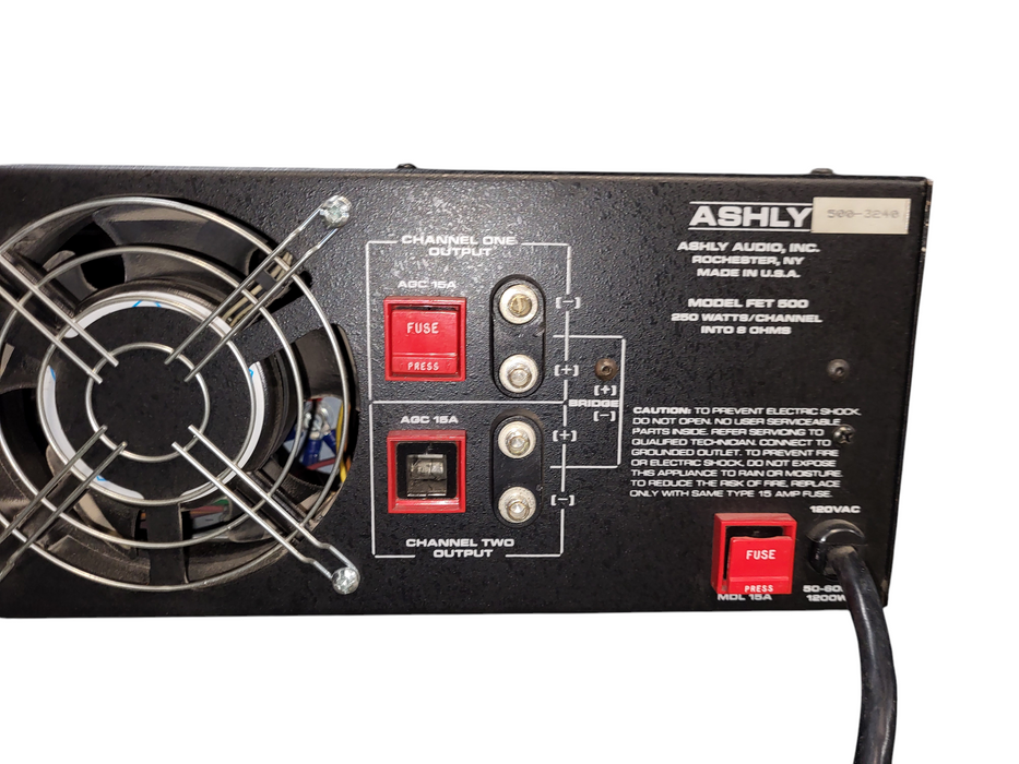 ASHLY FET-500 2-CH STEREO BRIDGABLE MOSFET POWER AMPLIFIER 250W/CH READ