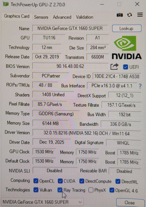 NVIDIA GeForce GTX 1660 Super 6GB GDDR6 graphics card