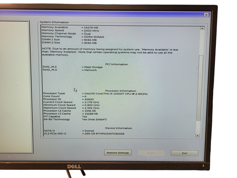 Dell Optiplex 3080 Micro i5-10500T @ 2.30GHz 16GB DDR4 256GB NVMe w/ 65W AC