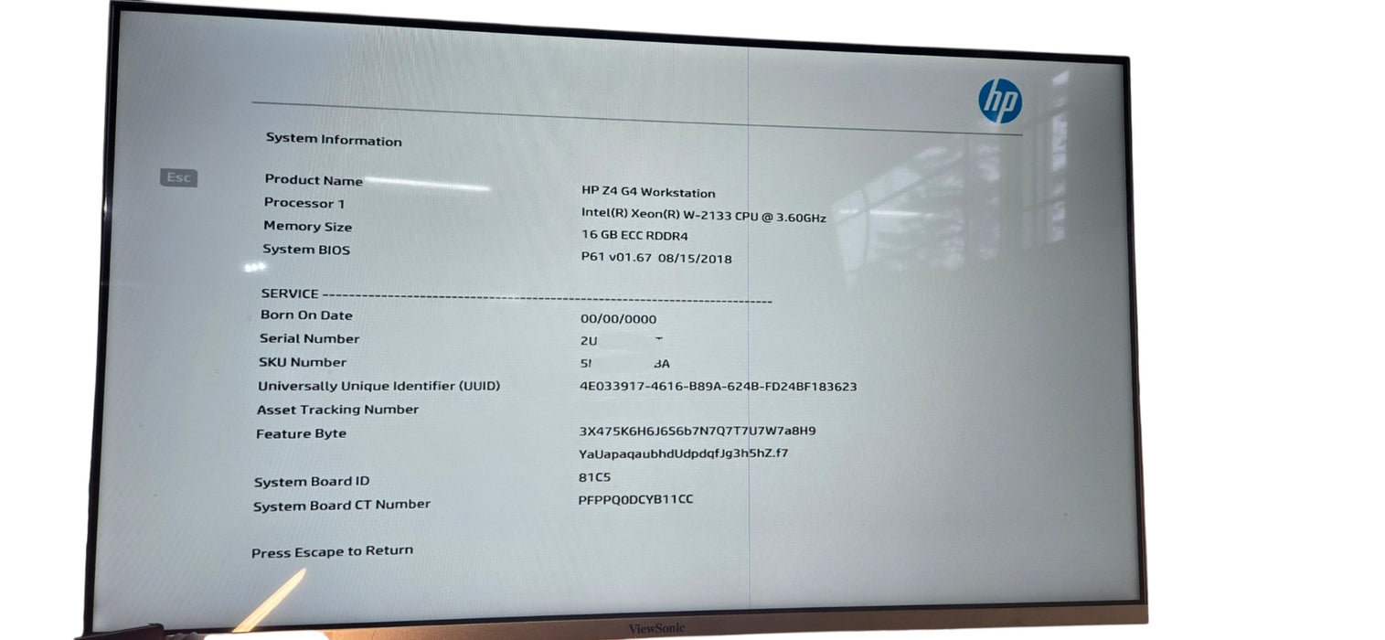 HP Z4 Workstation Xeon W-2133 | 16 GB DDR4 | No HDD |Radeon PRO WX 3200