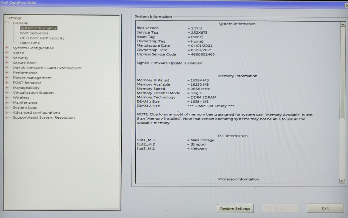 Dell OptiPlex 7080 Micro - i5-10500T, 16GB DDR4, 256GB NVMe - No Adapter
