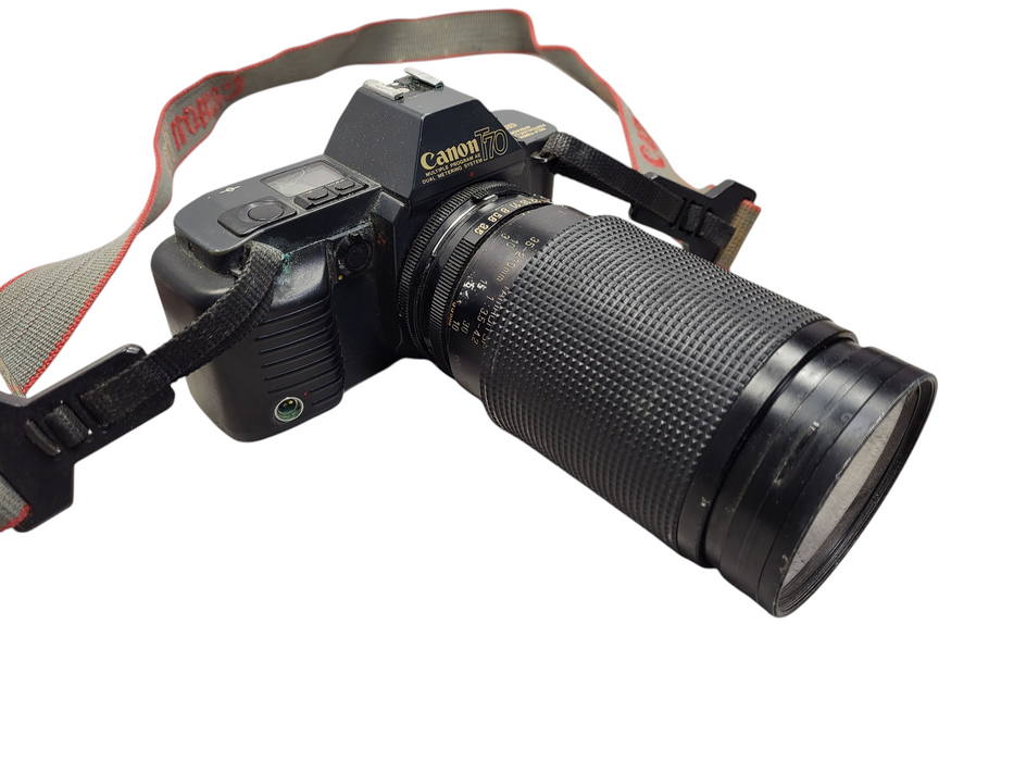Vintage Canon T70 Film Camera w/ SP Tamron 35-200mm f3.5-4.2 lens