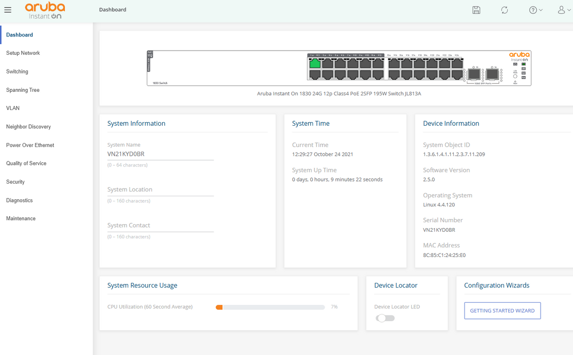 HPE Aruba Instant On 1830 24G 12p PoE+ 2SFP 195W Switch JL813A
