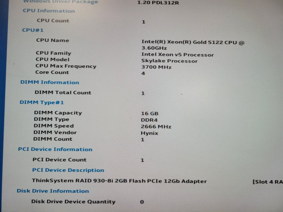 Lenovo ThinkSystem SR630 -  Xeon Gold 5122, 16GB DDR4, 930-8i - No HDD