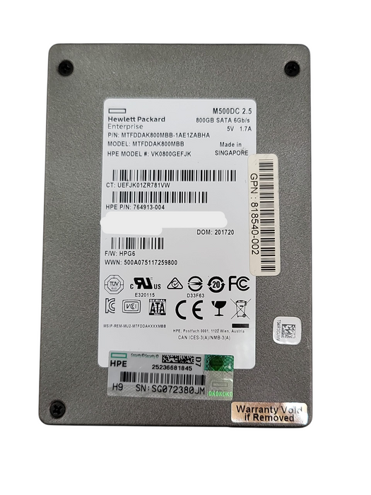 800GB SATA 2.5" 6GB/S HPE / Micron M500DC SSD - MTFDDAK800MBB