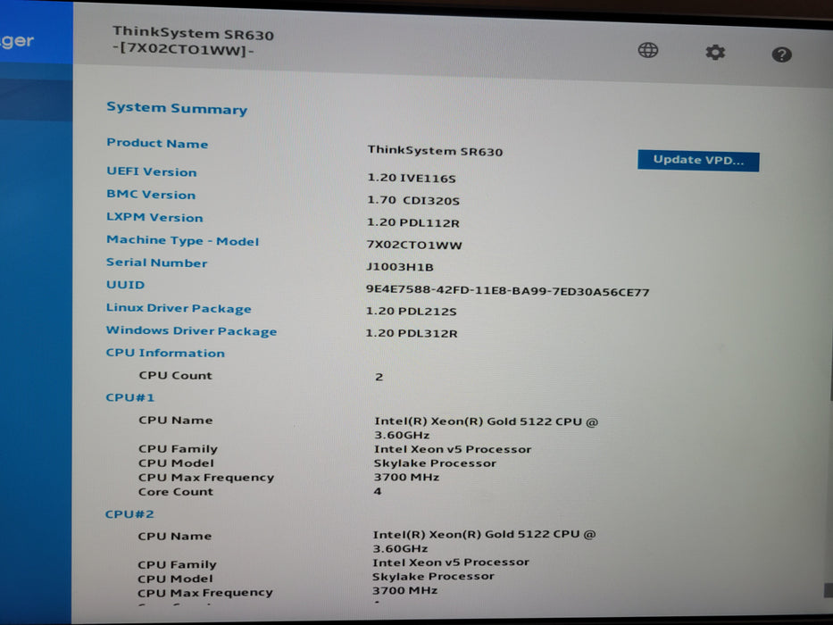 Lenovo SR630 - 2x Xeon Gold 5122 32GB DDR4 RAID 2x750W PSU