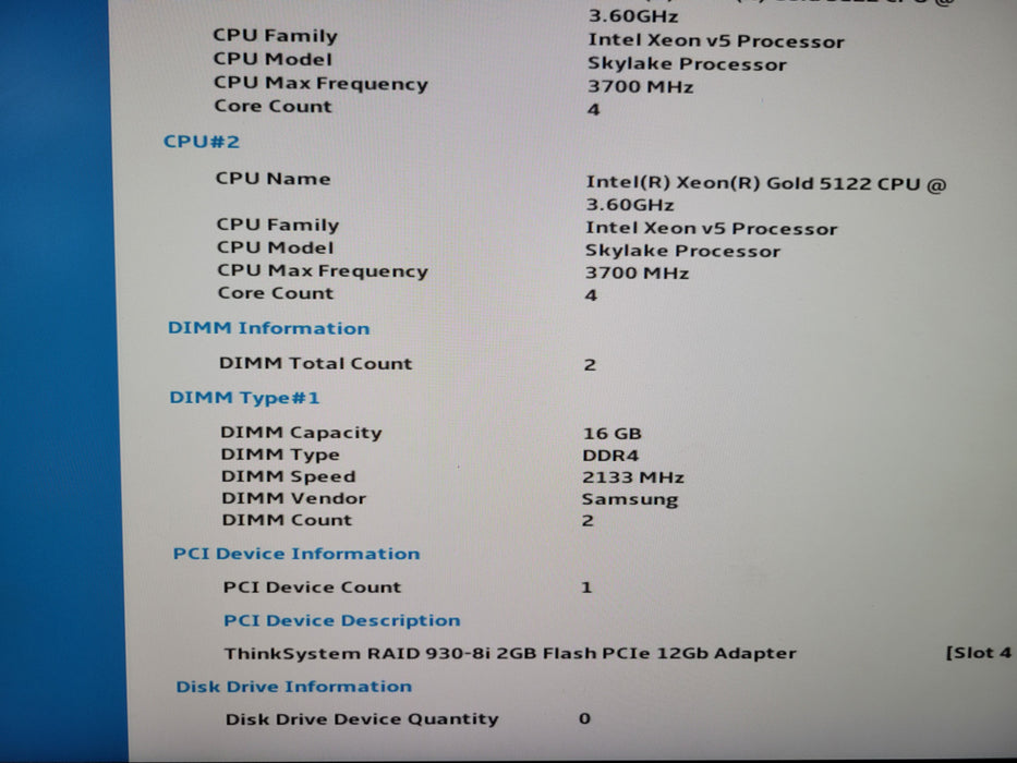 Lenovo SR630 - 2x Xeon Gold 5122 32GB DDR4 RAID 2x750W PSU