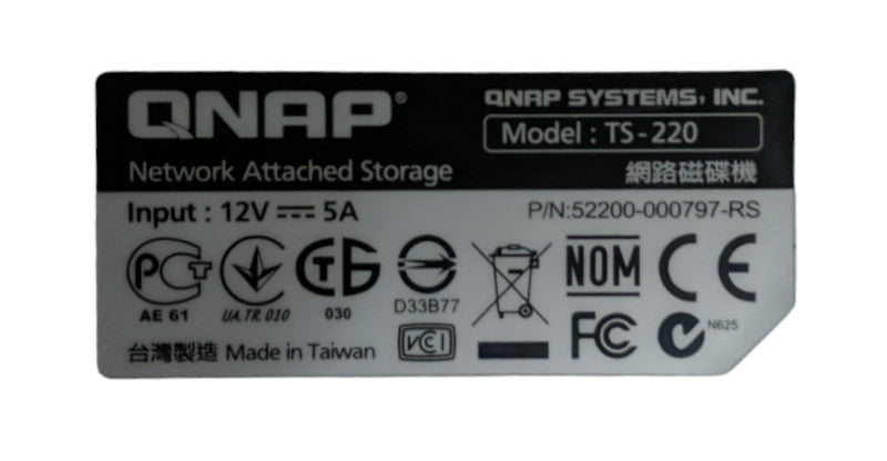 QNAP TS-220 2-Bay Network Attached Storage NAS Enclosure - Caddies included