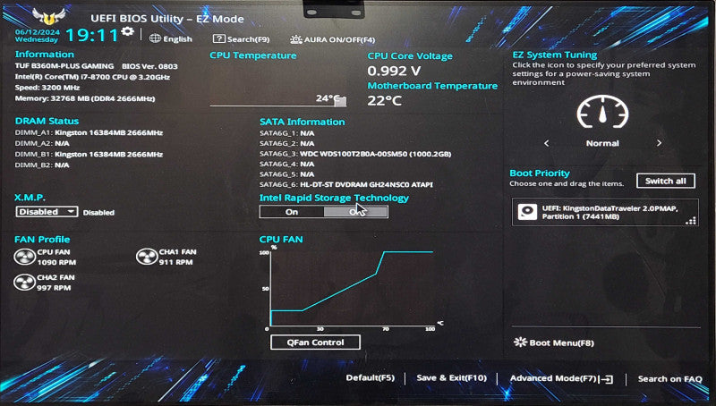 Custom PC/ASUS TUF B360M-PLUS GAMING, i7-8700 3.20GHz, 32GB DDR4, 256GB NVMe, 1TB HDD, GTX 760 2GB