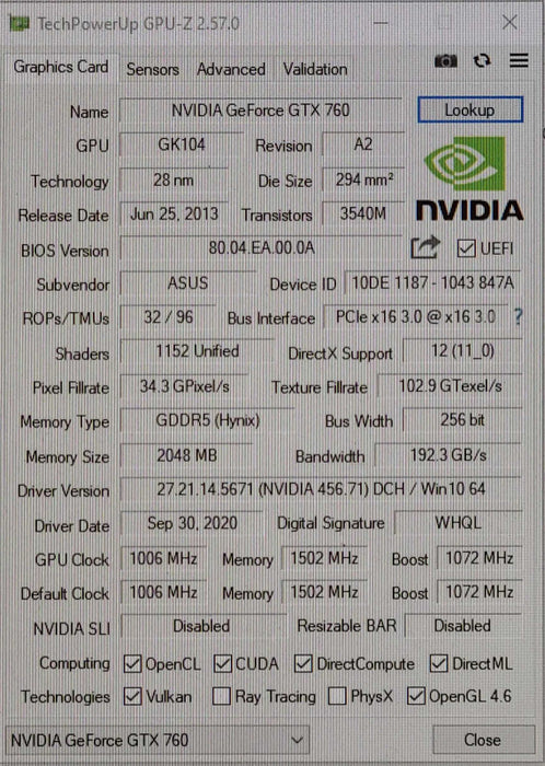 Custom PC/ASUS TUF B360M-PLUS GAMING, i7-8700 3.20GHz, 32GB DDR4, 256GB NVMe, 1TB HDD, GTX 760 2GB