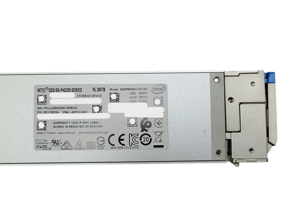 Intel SSD D5-P4326 Series SSDPEWNV153T8D 15.36TB E1.L NVMe SSD PCIe 3.1 x4
