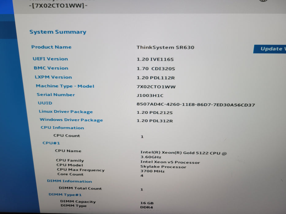 LENOVO SR630 - Xeon Gold 5122 16GB DDR4 930-8i RAID 2x750W PSU