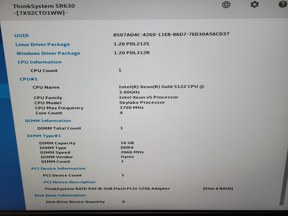 LENOVO SR630 - Xeon Gold 5122 16GB DDR4 930-8i RAID 2x750W PSU