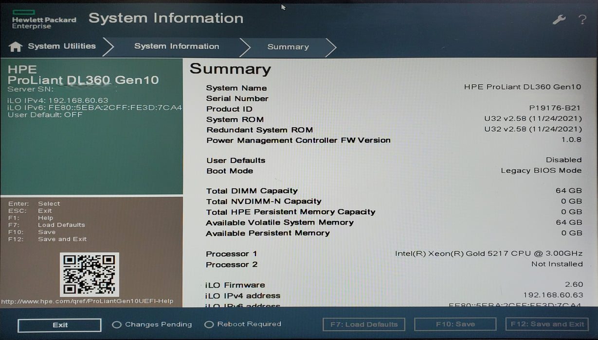 HP ProLiant DL360 Gen10 - 1x Xeon Gold 5217, 64GB DDR4, P408i-a - No HDD