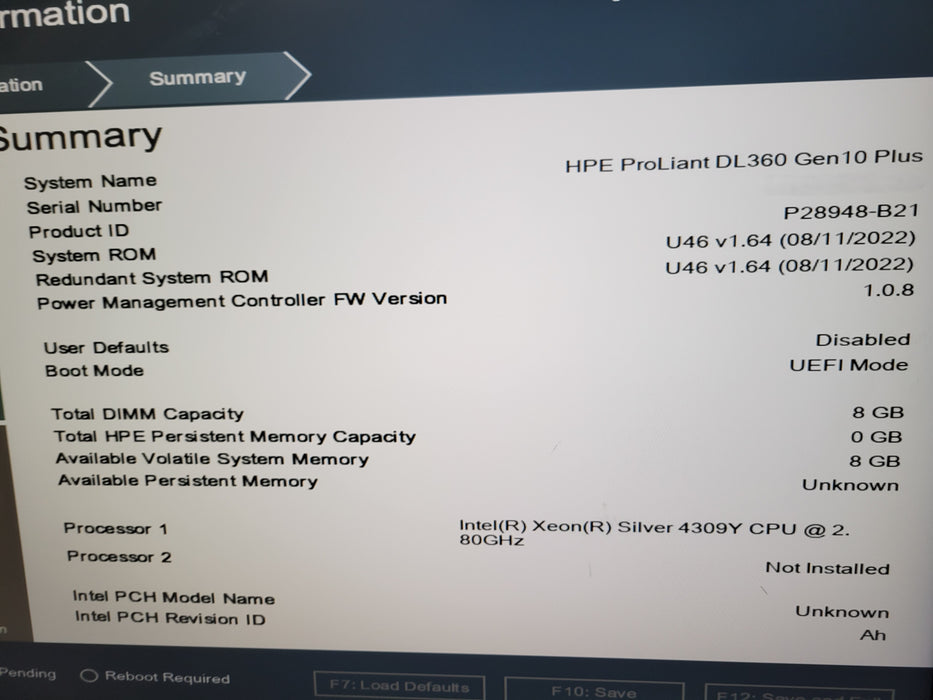 HP ProLiant DL360 Gen10 - Xeon Silver 4309Y 8GB DDR4 MR216i-a Gen 10+ 2x500W PSU