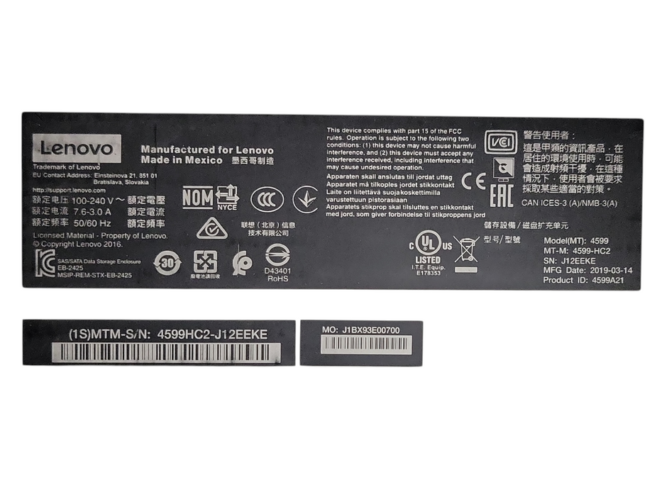Lenovo ThinkSystem DS2200 4599 with 2x 01DC500 controllers, 1x PSU, No HDD, 2.5"