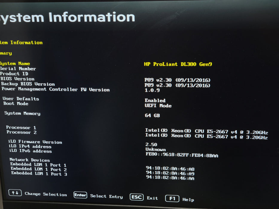HP ProLaint DL380 - 2x Xeon E5-2667 v4 64GB DDR4 P440ar 2x500W