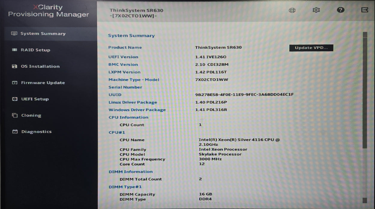 Lenovo ThinkSystem SR630 1U, Xeon Silver 4116, 32GB DDR4, 430-8e, No HDD