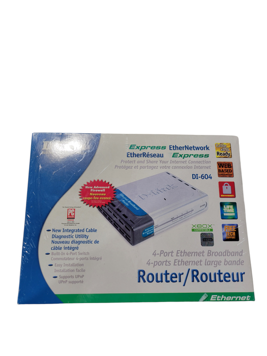 D-Link DI-604 4-Port Ethernet Broadband Router NEW Factory Sealed Vintage