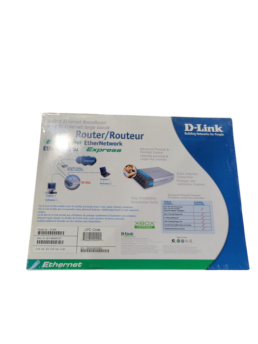 D-Link DI-604 4-Port Ethernet Broadband Router NEW Factory Sealed Vintage